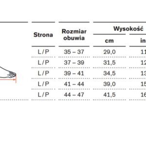 Tabela orteza na opadającą stopę 28U90 Ottobock